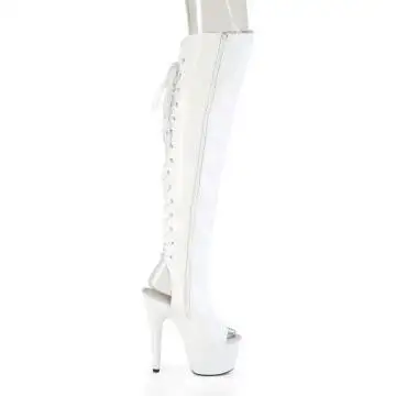 Bílé stehenní kozačky Pleaser ADO3019HWR/WHG/M | ADORE-3019HWR Pleaser - z vnějšku