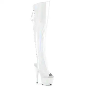 Bílé stehenní kozačky Pleaser ADO3019HWR/WHG/M | ADORE-3019HWR Pleaser