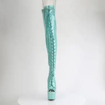 Azurové erotické kozačky ADO3021GP/AQG/M | ADORE-3021GP Pleaser - zepředu