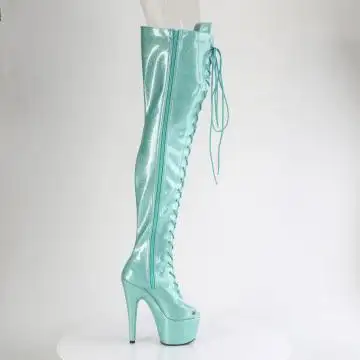 Azurové erotické kozačky ADO3021GP/AQG/M | ADORE-3021GP Pleaser - z vnějšku
