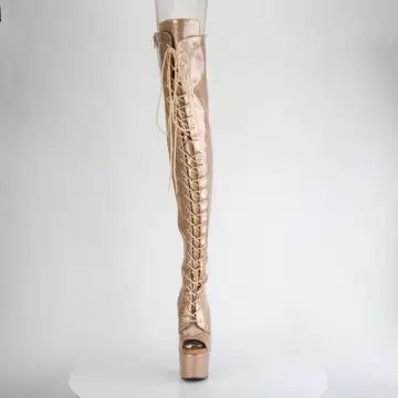 Zlaté erotické kozačky ADO3021GP/GG/M | ADORE-3021GP Pleaser - zepředu