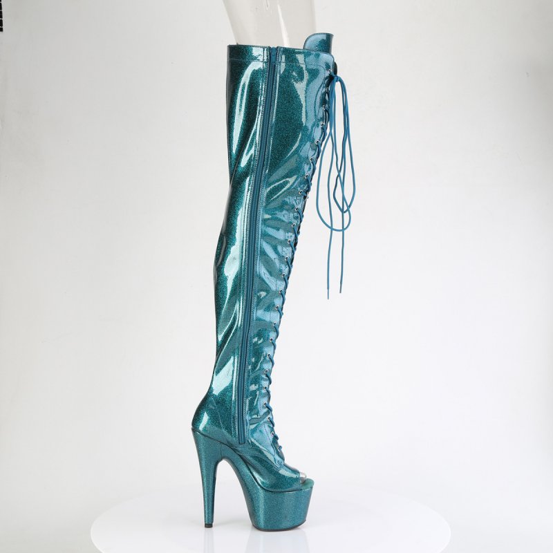 Modré erotické kozačky ADO3021GP/TLG/M | ADORE-3021GP Pleaser - z vnějšku