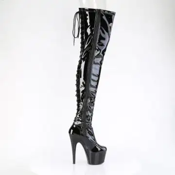Černé lakované erotické kozačky ADO3850/B/M | ADORE-3850 Pleaser - z vnějšku