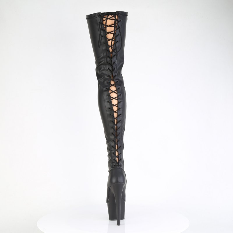 Černé matné erotické kozačky ADO3850/BPU/M | ADORE-3850 Pleaser - zezadu