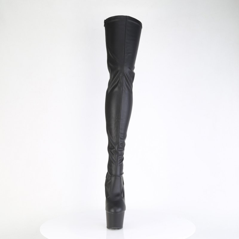 Černé matné erotické kozačky ADO3850/BPU/M | ADORE-3850 Pleaser - zepředu