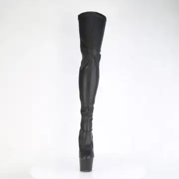 Černé matné erotické kozačky ADO3850/BPU/M | ADORE-3850 Pleaser - zepředu