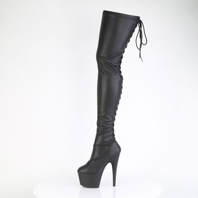 Černé matné erotické kozačky ADO3850/BPU/M | ADORE-3850 Pleaser - z vnitřku