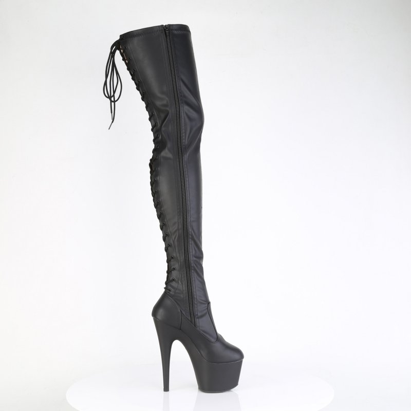 Černé matné erotické kozačky ADO3850/BPU/M | ADORE-3850 Pleaser - z vnějšku
