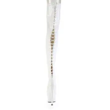 Bílé erotické kozačky ADO3850/W/M | ADORE-3850 Pleaser - zezadu