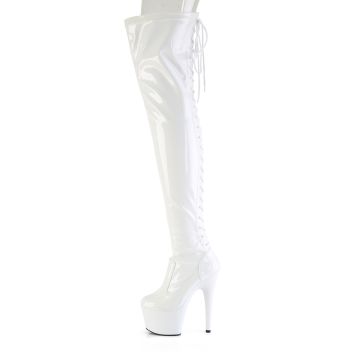 Bílé erotické kozačky ADO3850/W/M | ADORE-3850 Pleaser - z vnitřku
