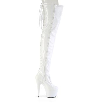 Bílé erotické kozačky ADO3850/W/M | ADORE-3850 Pleaser - z vnějšku