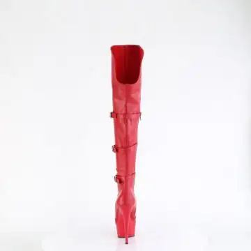 Červené matné erotické kozačky DEL3018/RPU/M | DELIGHT-3018 Pleaser - zezadu