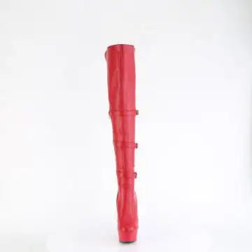 Červené matné erotické kozačky DEL3018/RPU/M | DELIGHT-3018 Pleaser - zepředu