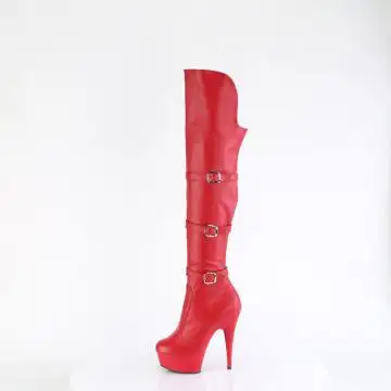 Červené matné erotické kozačky DEL3018/RPU/M | DELIGHT-3018 Pleaser - z vnitřku
