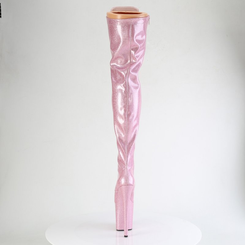 Růžové erotické kozačky FLAM3020GP/BPG/M | FLAMINGO-3020GP Pleaser - zezadu
