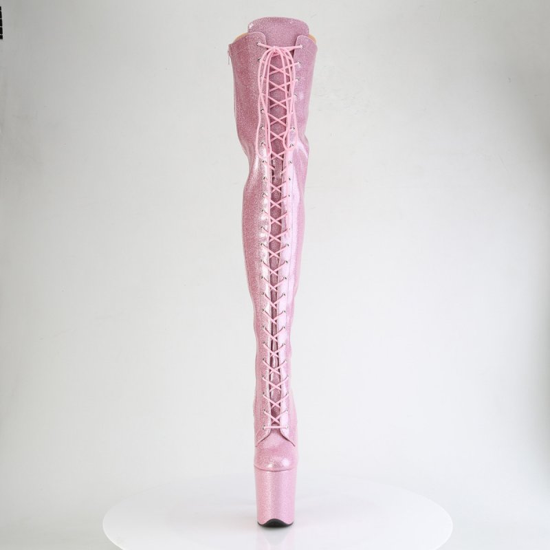 Růžové erotické kozačky FLAM3020GP/BPG/M | FLAMINGO-3020GP Pleaser - zepředu