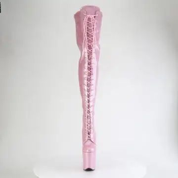 Růžové erotické kozačky FLAM3020GP/BPG/M | FLAMINGO-3020GP Pleaser - zepředu