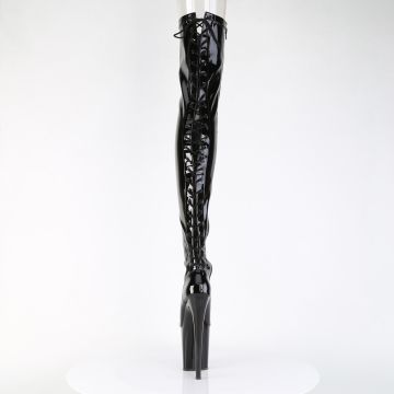 Černé erotické kozačky FLAM3850/B/M | FLAMINGO-3850 Pleaser - zezadu Černé erotické kozačky FLAM3850/B/M | FLAMINGO-3850 Pleaser - zezadu