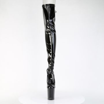 Černé erotické kozačky FLAM3850/B/M | FLAMINGO-3850 Pleaser - zepředu Černé erotické kozačky FLAM3850/B/M | FLAMINGO-3850 Pleaser - zepředu