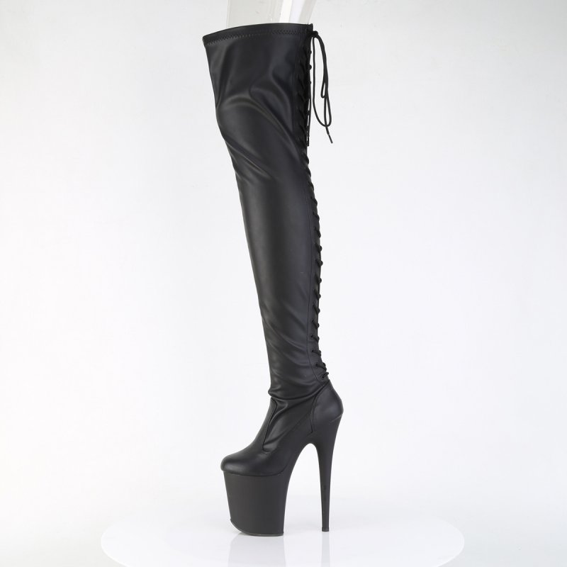 Černé fetiš kozačky FLAM3850/BPU/M | FLAMINGO-3850 Pleaser - z vnitřku