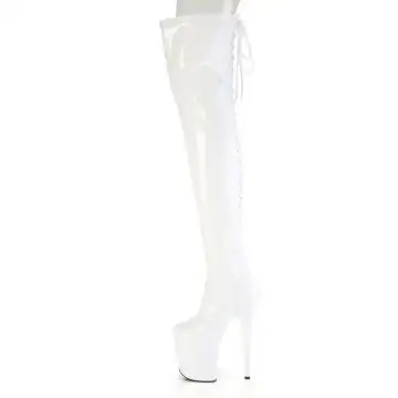 Bílé erotické kozačky FLAM3850/W/M | FLAMINGO-3850 Pleaser - z vnitřku