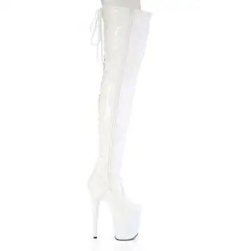 Bílé erotické kozačky FLAM3850/W/M | FLAMINGO-3850 Pleaser - z vnějšku