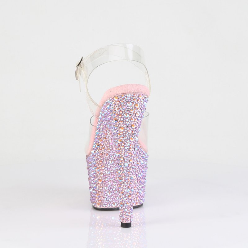 Růžové luxusní sexy boty BEJ708MS/C-B/BMCRS | BEJEWELED-708MS Pleaser - zezadu