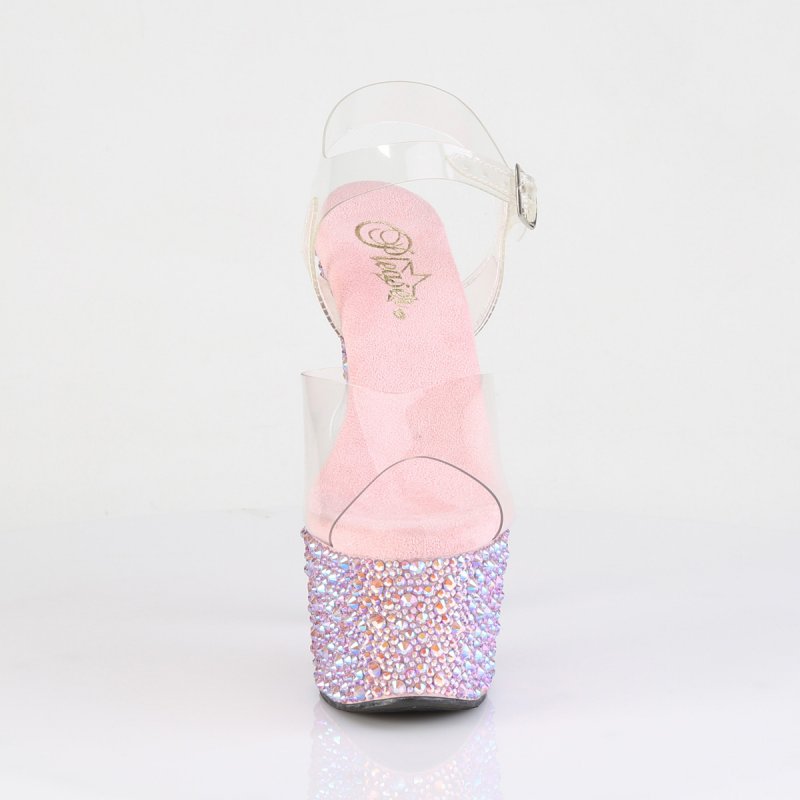 Růžové luxusní sexy boty BEJ708MS/C-B/BMCRS | BEJEWELED-708MS Pleaser - zepředu
