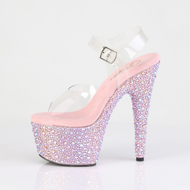 Růžové luxusní sexy boty BEJ708MS/C-B/BMCRS | BEJEWELED-708MS Pleaser - z vnitřku