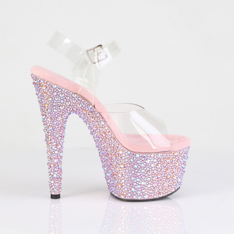 Růžové luxusní sexy boty BEJ708MS/C-B/BMCRS | BEJEWELED-708MS Pleaser - z vnějšku