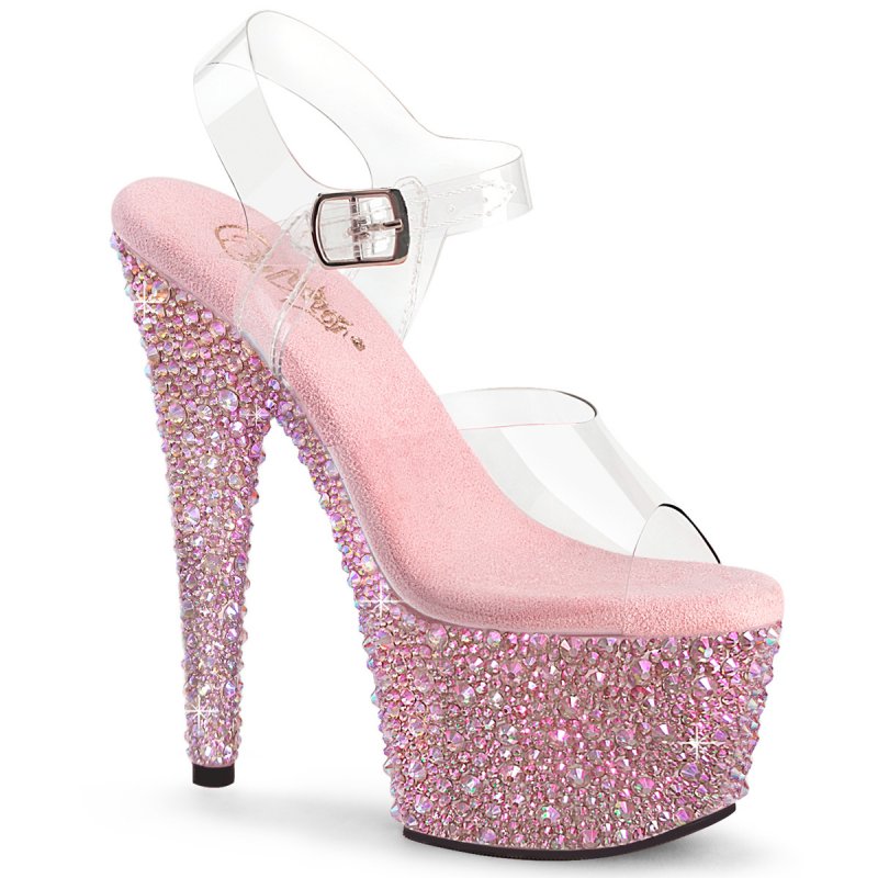 Růžové luxusní sexy boty BEJ708MS/C-B/BMCRS | BEJEWELED-708MS Pleaser