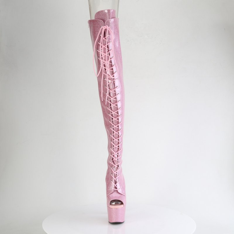 Růžové erotické kozačky ADO3021GP/BPG/M | ADORE-3021GP Pleaser - zepředu