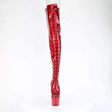 Červené sexy kozačky ADO3021GP/RG/M | ADORE-3021GP Pleaser - zepředu Červené sexy kozačky ADO3021GP/RG/M | ADORE-3021GP Pleaser - zepředu