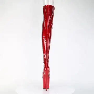 Červené kozačky na stehna Pleaser FLAM3021GP/RG/M | FLAMINGO-3021GP Pleaser - zezadu