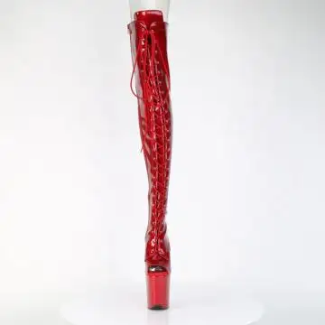 Červené kozačky na stehna Pleaser FLAM3021GP/RG/M | FLAMINGO-3021GP Pleaser - zepředu