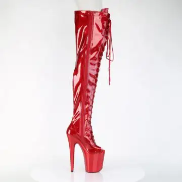 Červené kozačky na stehna Pleaser FLAM3021GP/RG/M | FLAMINGO-3021GP Pleaser - z vnějšku