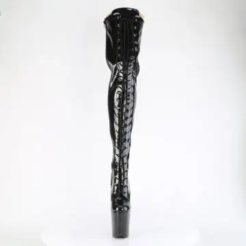 Černé erotické kozačky FLAM3020GP/BG/M | FLAMINGO-3020GP Pleaser - zepředu