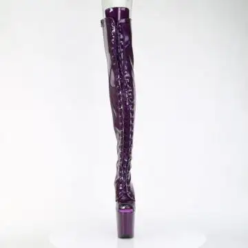 Fialové kozačky na stehna Pleaser FLAM3021GP/PPG/M | FLAMINGO-3021GP Pleaser - zepředu