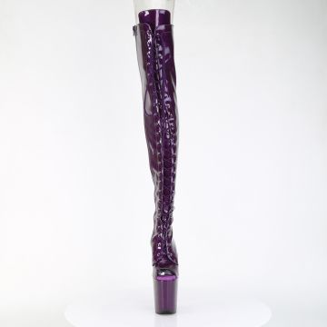 Fialové kozačky na stehna Pleaser FLAM3021GP/PPG/M | FLAMINGO-3021GP Pleaser - zepředu Fialové kozačky na stehna Pleaser FLAM3021GP/PPG/M | FLAMINGO-3021GP Pleaser - zepředu