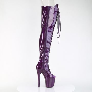 Fialové kozačky na stehna Pleaser FLAM3021GP/PPG/M | FLAMINGO-3021GP Pleaser - z vnějšku Fialové kozačky na stehna Pleaser FLAM3021GP/PPG/M | FLAMINGO-3021GP Pleaser - z vnějšku