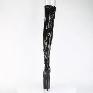 Černé kozačky na stehna Pleaser FLAM3021GP/BG/M | FLAMINGO-3021GP Pleaser - zezadu