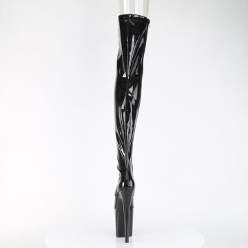 Černé kozačky na stehna Pleaser FLAM3021GP/BG/M | FLAMINGO-3021GP Pleaser - zezadu Černé kozačky na stehna Pleaser FLAM3021GP/BG/M | FLAMINGO-3021GP Pleaser - zezadu