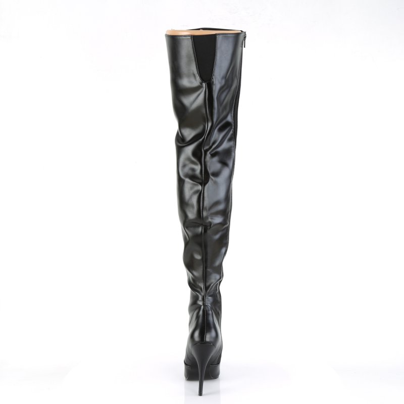 Černé matné erotické kozačky SED3010/B/PU | SEDUCE-3010 Pleaser - zezadu