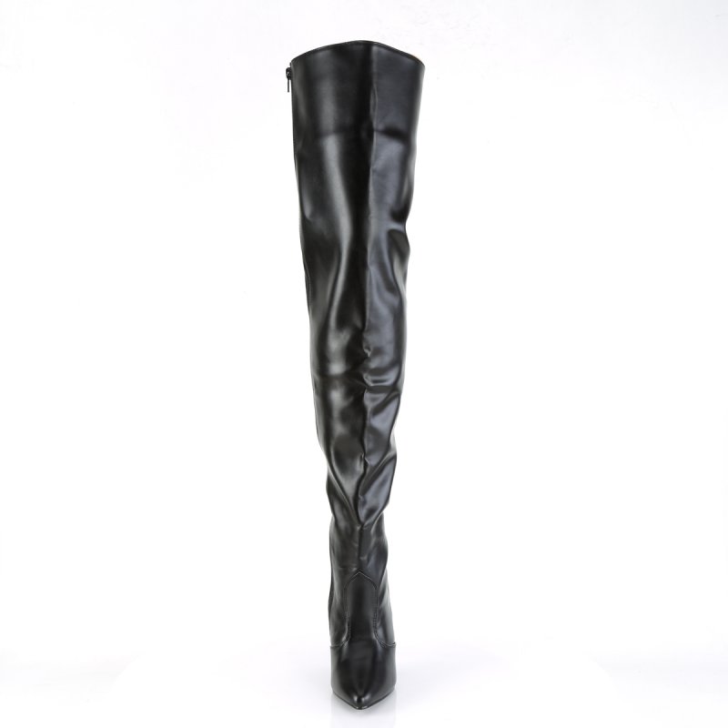 Černé matné erotické kozačky SED3010/B/PU | SEDUCE-3010 Pleaser - zepředu