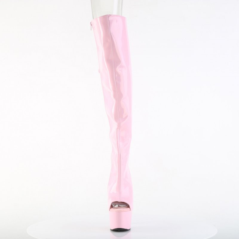 Růžové stehenní kozačky Pleaser ADO3019HWR/BPHG/M | ADORE-3019HWR Pleaser - zepředu