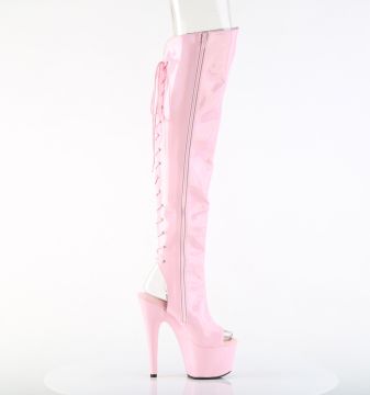 Růžové stehenní kozačky Pleaser ADO3019HWR/BPHG/M | ADORE-3019HWR - z vnějšku