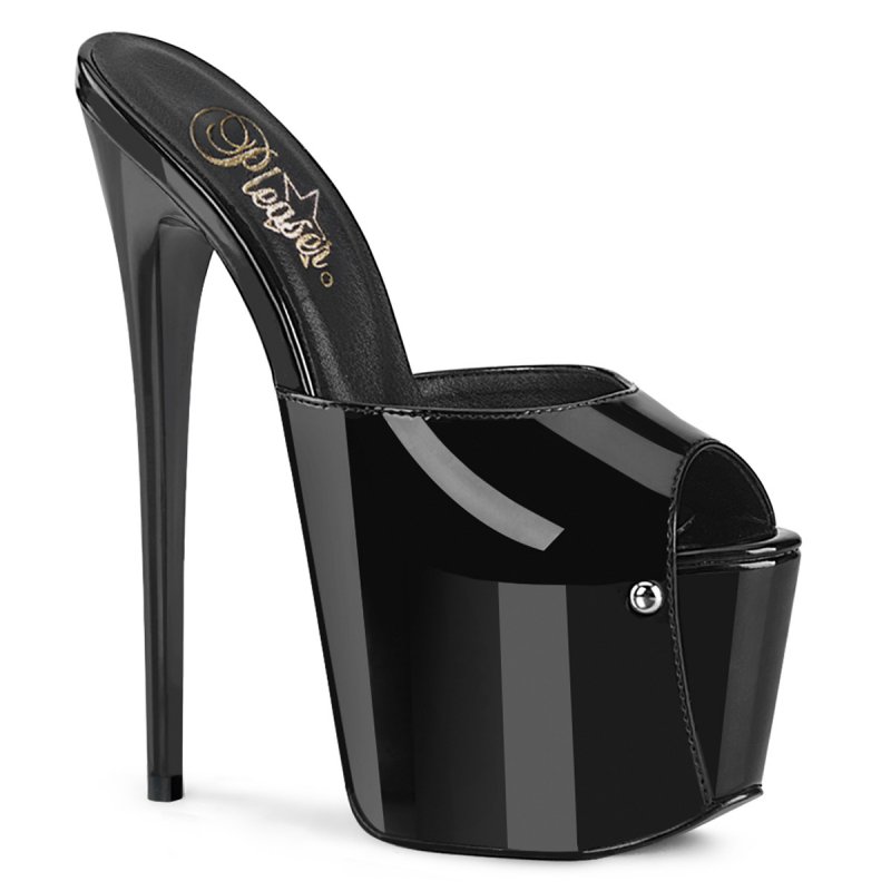Černé fetiš pantofle na platformě a jehle Pleaser JUB01/B | JUBILANT-01 Pleaser