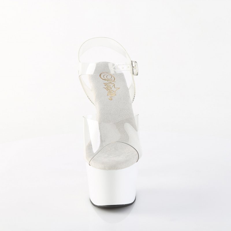 ADO708/C/W bílé taneční sandály | ADORE-708 Pleaser - zepředu