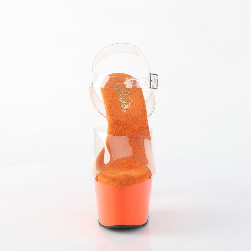 ADO708/C/OG oranžové sexy boty | ADORE-708 Pleaser - zepředu