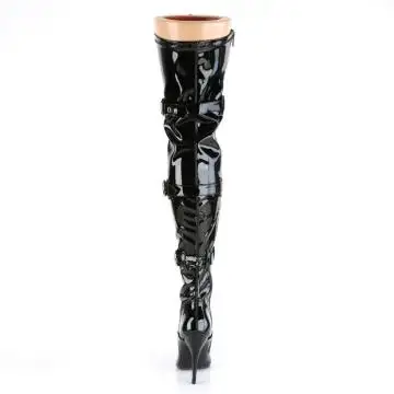 Černé kozačky SED3028/B na BDSM | SEDUCE-3028 Pleaser - zezadu